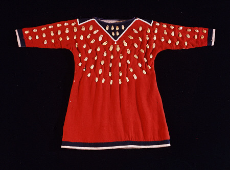 A Crow Cloth Child''s Dress In Red Wool Decorated With Elk Teeth from 