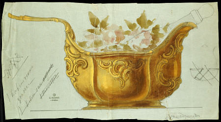 A Drawing Of A Large Gilt Metal Kovsh In The Louis XV Style from 