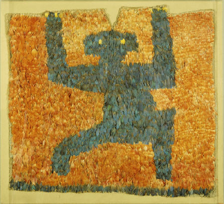 A Fine And Rare Nasca Feathered Panel, With The Figure Of A Monkey from 