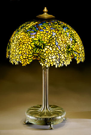 A Fine ''Laburnum'' Leaded Glass And Bronze Table Lamp from 