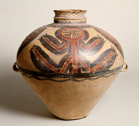A Large Gansu Neolithic Pottery Two-Handled Jar from 
