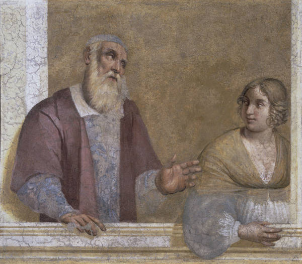 Old Man & Young Woman / Venetian Fresco from 