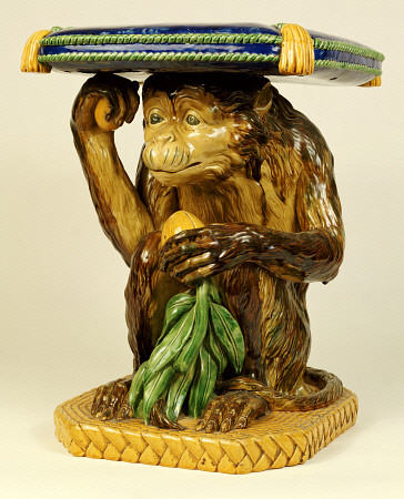 A Minton ''Majolica'' Garden Seat Modelled As A Crouching Monkey Supporting A Cushion On His Head, C from 