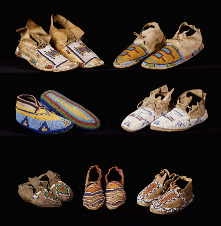 An Assortment Of Arapaho, Crow, Western Sioux, Apache And Blackfeet Adult And Child''s Beaded Hide M from 