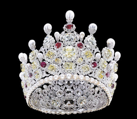 An Extraordinary Coloured Diamond, Diamond, Natural Pearl And Ruby Crown from 
