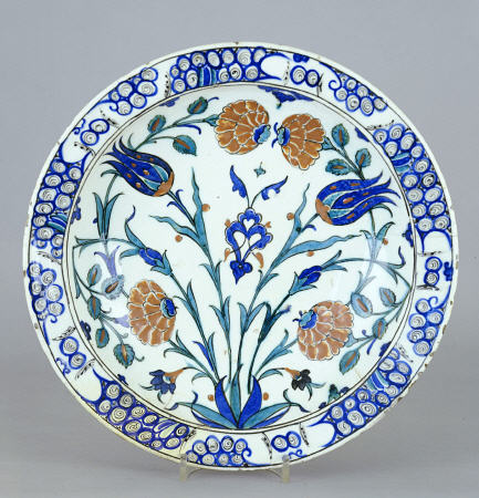 An Iznik Pottery Dish With Tulip And Peony Design, C from 