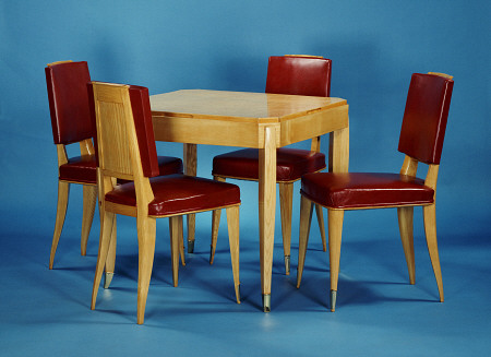 An Oak Games Table And Four Chairs Designed By Jacques-Emile Ruhlmann (1879-1933) from 