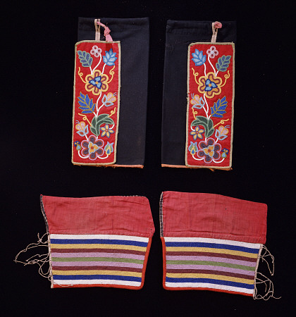 A Pair Of Crow Beaded Cloth Woman''s Leggings And A Pair Of Ojibwa (Chippewa) Beaded Cloth Man''s  L from 