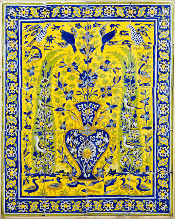 A Qajar Cuerda Seca Tile Panel from 