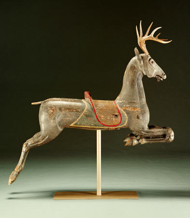 A Rare Painted And Carved Carousel Deer from 