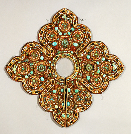 A Rare Tibetan Textile Collar Decorated With Semi-Precious Stones from 