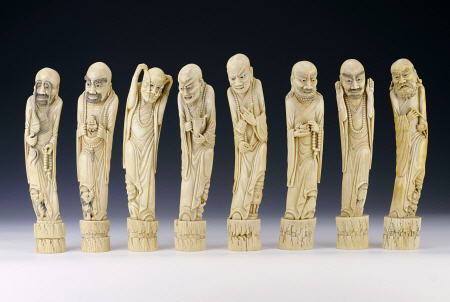 A Set Of Eight Ivory Figures Of Luohans from 