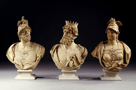A Set Of Three Terracotta Busts Of Gods And Goddesses from 