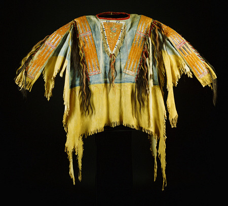 A Southern Cheyenne Quilled And Fringed Hide Warrior''s Shirt from 