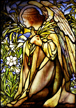 A Stained Glass Window Of An Angel By Tiffany Studios from 