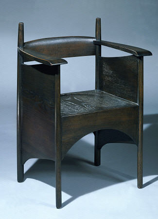 A Stained Oak Armchair Designed By Charles Rennie Mackintosh (1868-1928) For The Argyle Street Tea R from 