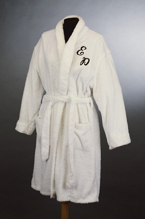 A White Towelling Pool Robe Embroidered With Elvis Presleys Monogram from 