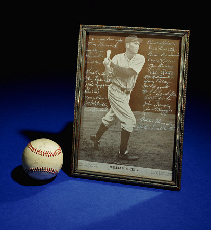 A William Dickey Picture Signed By The Yankees Team And A Signed Baseball Including The Signature Of from 