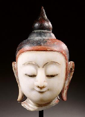 A Burmese, Shan Style, Alabaster Head Of Buddha Shakyamuni, 18th Century
