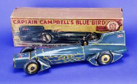 A Gunthermann ''Captain Campbell''s Bluebird'', Clockwork Blue Lithographed Tinplate Car, In Origina