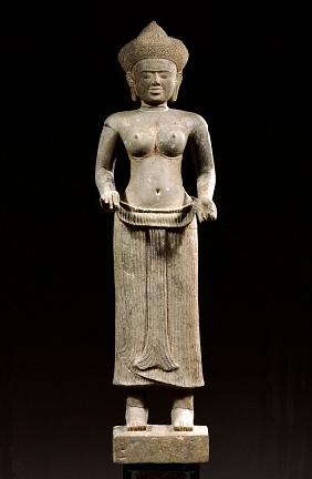 A Khmer, Angkor Vat Style, Sandstone Figure Of Uma