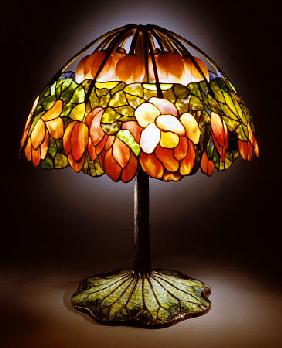 A Leaded Glass, Bronze And Mosaic ''Lotus'' Lamp By Tiffany Studios, Circa 1900-1910