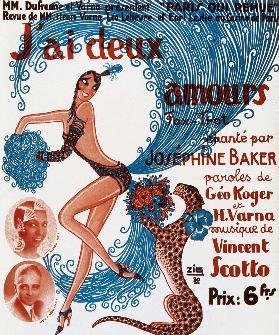Affiche de spectacle : J'ai deux amours, chanté par Josephine Baker