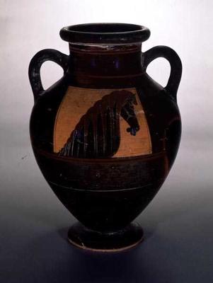 Attic black-figure horse-head amphora, Greek, c.600-550 BC (pottery) from 