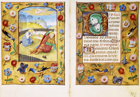 Book Of Hours,  Calendar Page Showing Peasants Slaughtering A Pig from 