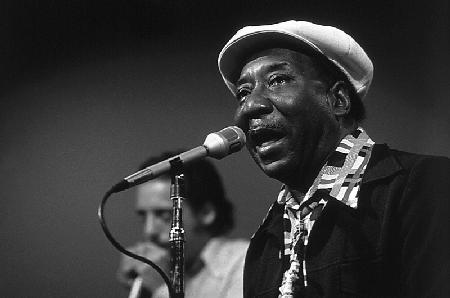 bluesman Muddy Waters on stage