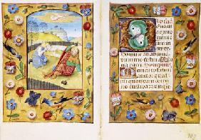 Book Of Hours,  Calendar Page Showing Peasants Slaughtering A Pig
