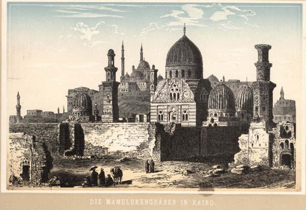 Cairo, Tombs of Mamelukes / Col.Woodcut from 