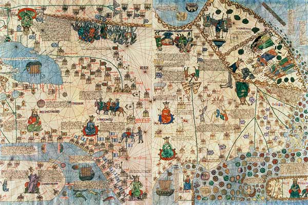 131-0058260/1 Catalan Atlas: Detail of Asia, by Jafunda and Abraham Cresques, 1375 from 