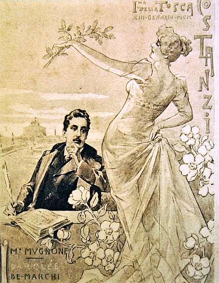 Commemorative Postcard of the first performance of the opera ''Tosca'', by Giacomo Puccini (1858-192 from 