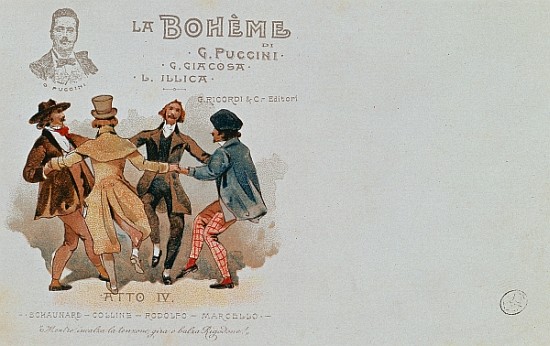 Commemorative Postcard of the opera ''La Boheme'', Giacomo Puccini (1858-1924) from 