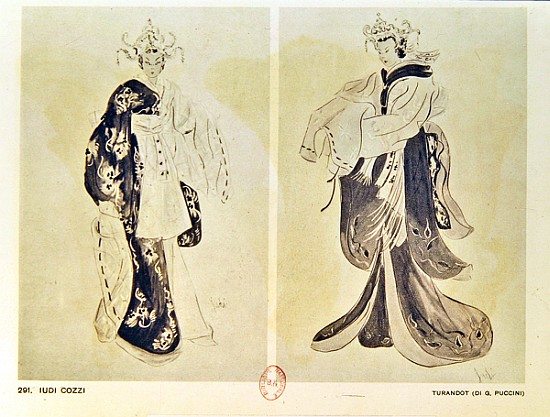 Costume designs for the opera ''Turandot'' by Giacomo Puccini (1858-1924) by Cozzi, Iudi from 