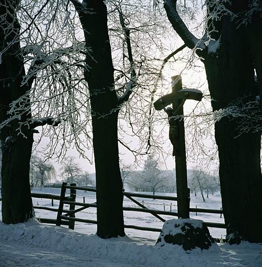 Cross in the Snow near Winterberg, Germany from 