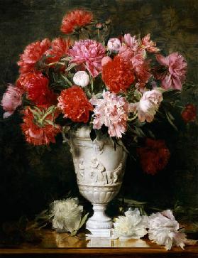 Peonies In A Vase On A Table