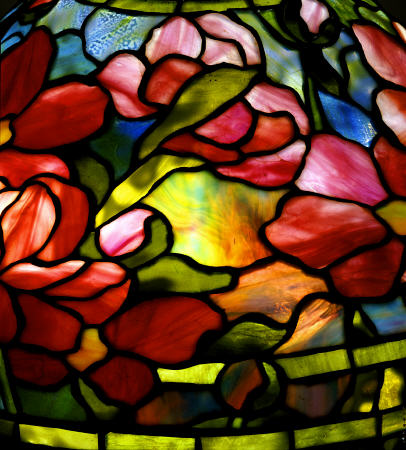 Detail From  A ''Peony'' Leaded Glass And Bronze Table Lamp from 