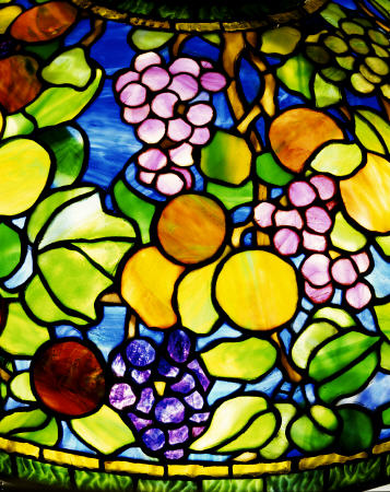 Detail From The Shade Of An Important ''Fruit'' Leaded Glass And Bronze Table Lamp from 