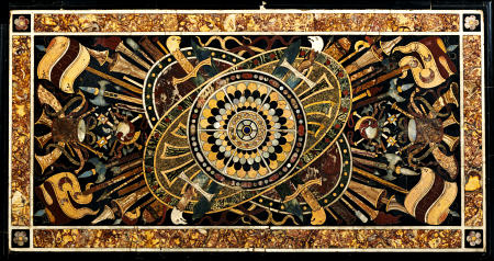 Detail Of The Top Of An Italian Ormolu-Mounted Pietra Dura Ebonised And Parcel Gilt Centre Table from 