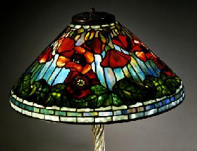 Detail From A ''Poppy'' Leaded Glass And Bronze Table Lamp By Tiffany Studios