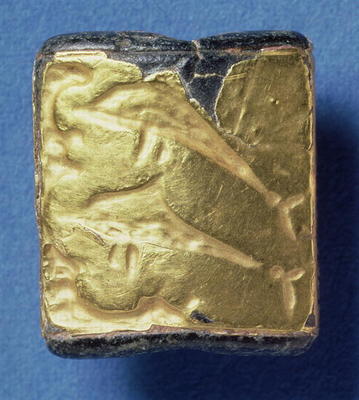 Dolphins Sealstone, Crete, Middle Minoan, c.1800-1700 BC (gold) from 