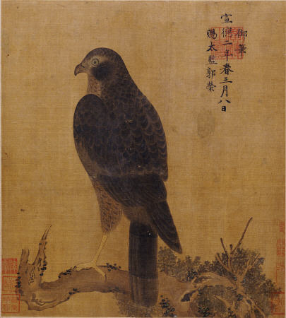Falcon On A Pine Limb, Emperor Xuande,  C from 