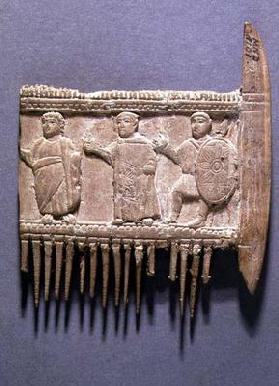 Fragment of a hair comb with relief depicting a religious ceremony, Greek (ivory) (for back see also