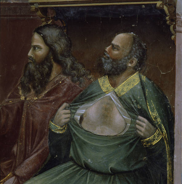 Giotto / Christ bef.Caiaphas, Detail from 