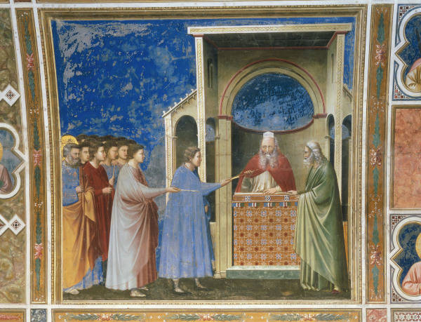 Giotto, La Remise des verges au temple from 