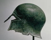 Helmet with incised decoration, Greek, c.5th century BC (bronze)