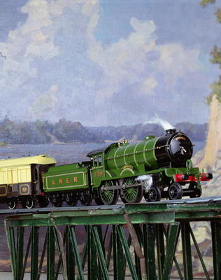 Hornby L.N.E.R. `Yorkshire' locomotive pulling a Pullman coach `Iolanthe', English from 