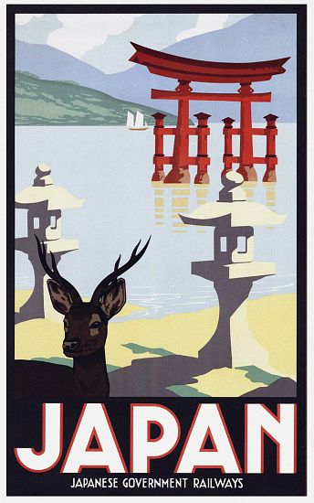 Japan: Advertising poster for Japanese Government Railways from 